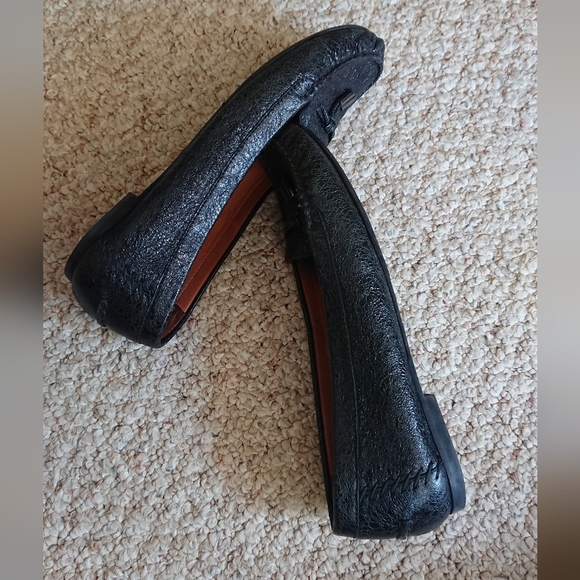 STUART WEITZMAN Black embossed napa leather loafer flats size 8.5 - Picture 5 of 14